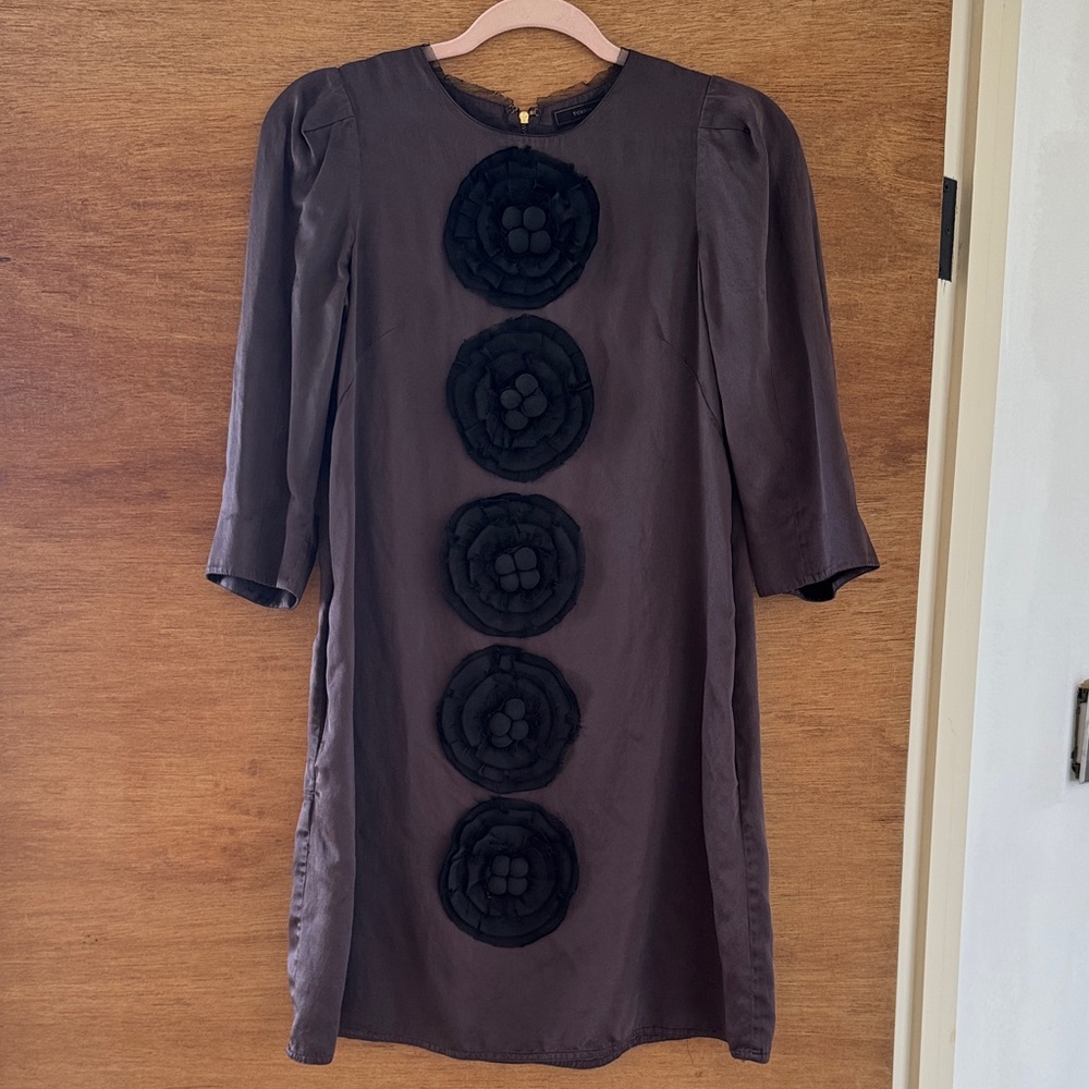 BCBGMaxAzria Purple Dress with Black Floral Details Size XS